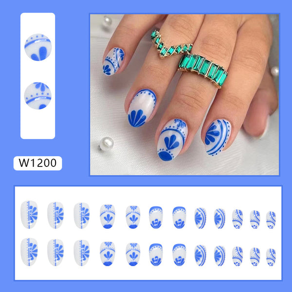 12 Sizes-24 Pcs Press On Nails W1200