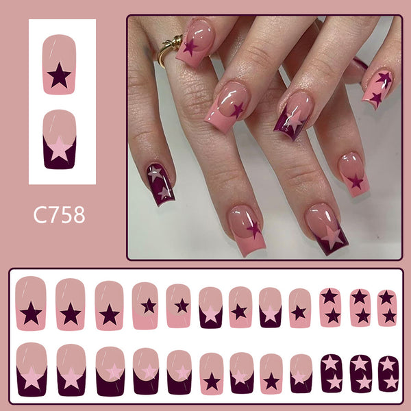 12 Sizes-24 Pcs Press On Nails C758