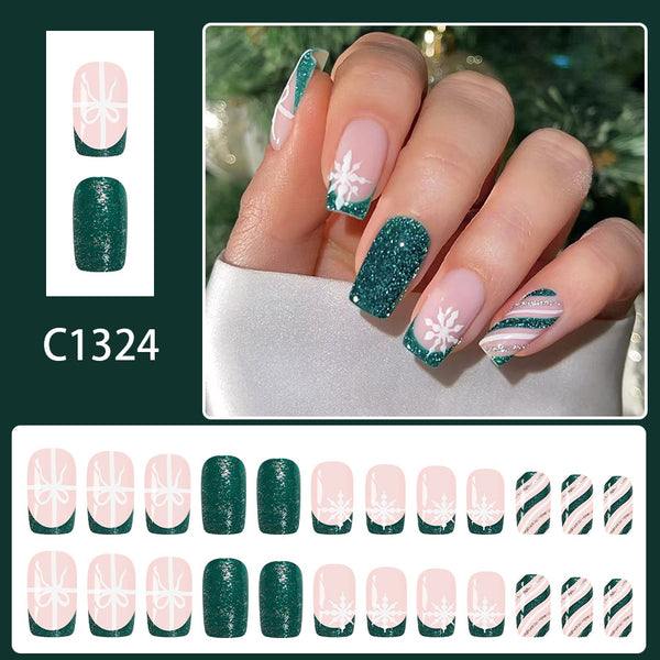12 Sizes-24 Pcs Press On Nails C1324