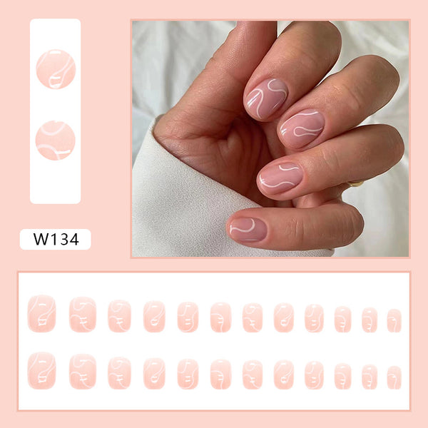 12 Sizes-24 Pcs Press On Nails W125