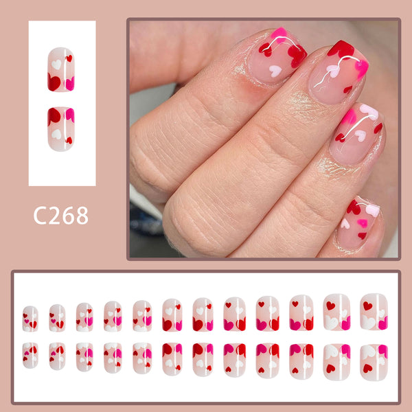 12 Sizes-24 Pcs Press On Nails C268