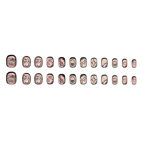 12 Sizes-24 Pcs Press On Nails K006