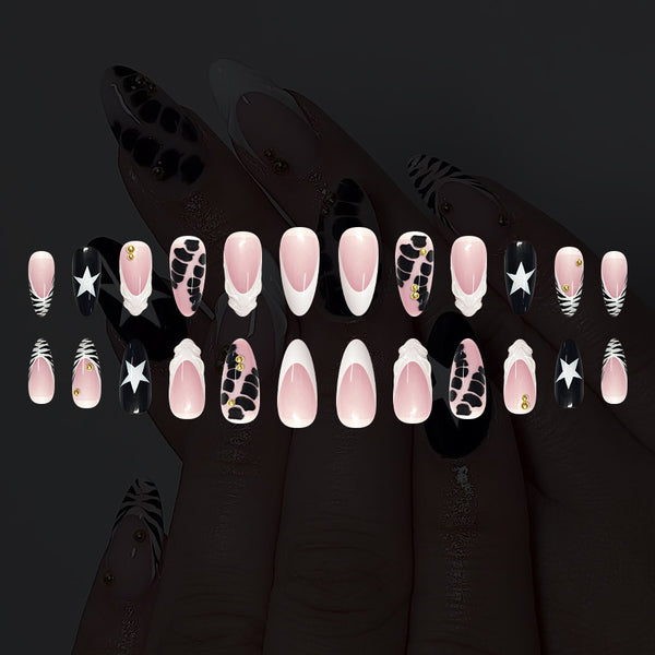 12 Sizes-24 Pcs Press On Nails C1332