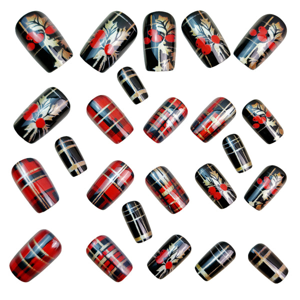 12 Sizes-24 Pcs Press On Nails Y1313