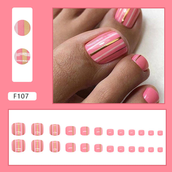 12 Sizes-24 Pcs Press On Nails F107