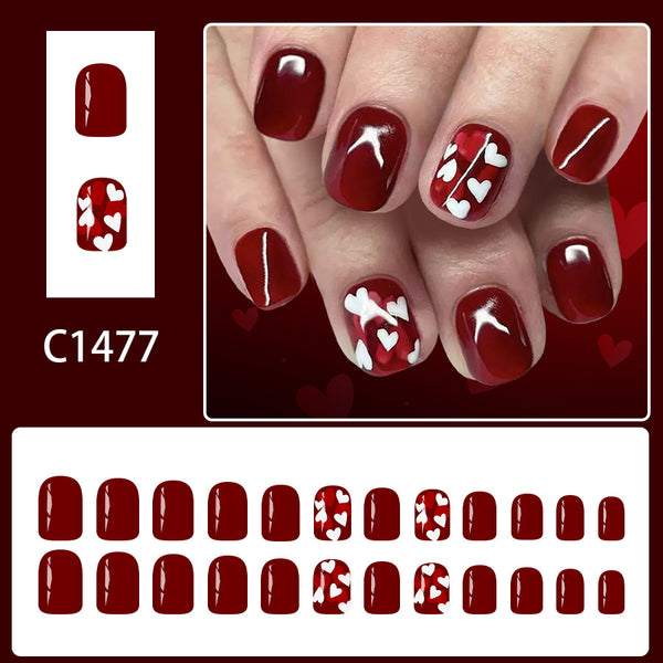 12 Sizes-24 Pcs Press On Nails C1477