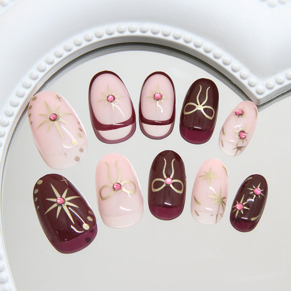 12 Sizes-24 Pcs Press On Nails Z1028