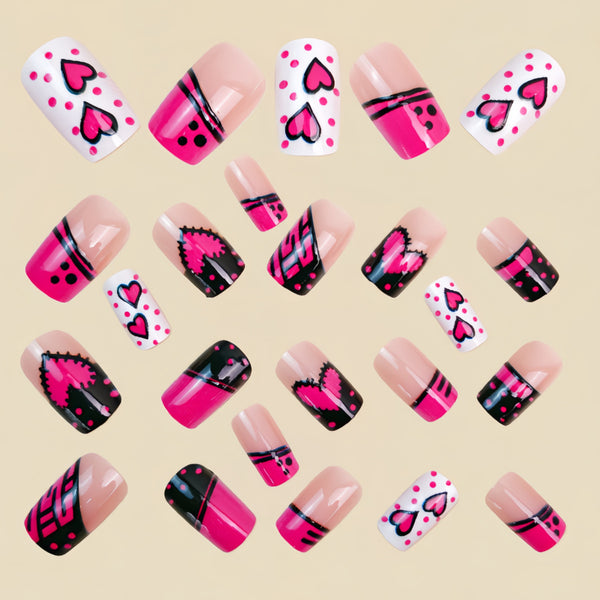 12 Sizes-24 Pcs Press On Nails Y1618