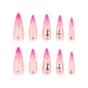 Almond French Glossy Long Pink Press on Nails