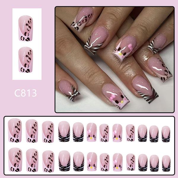 12 Sizes-24 Pcs Press On Nails C813