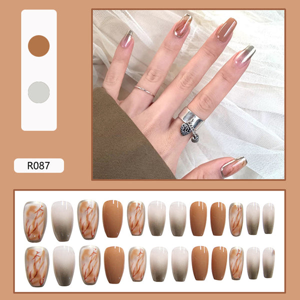 12 Sizes-24 Pcs Press On Nails R081