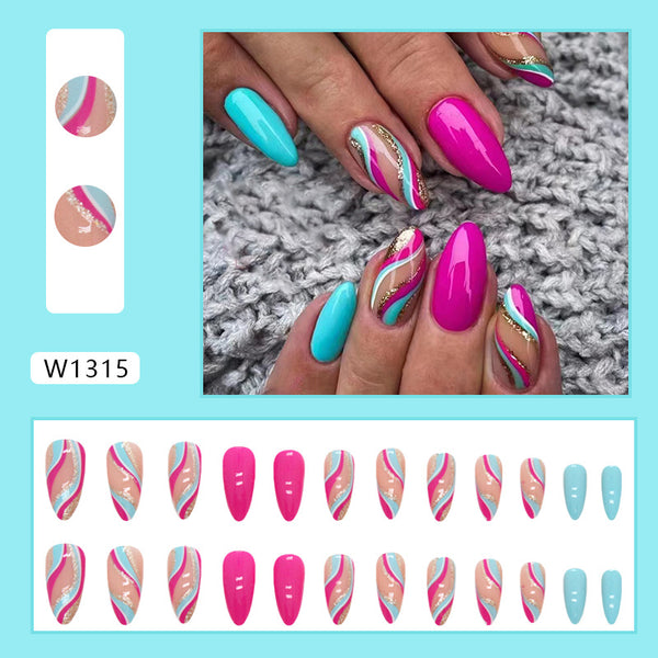 12 Sizes-24 Pcs Press On Nails W1315