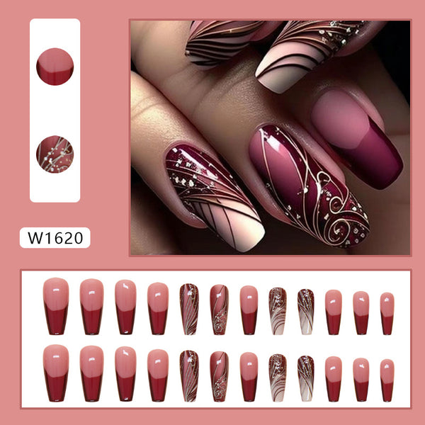 12 Sizes-24 Pcs Press On Nails W1620