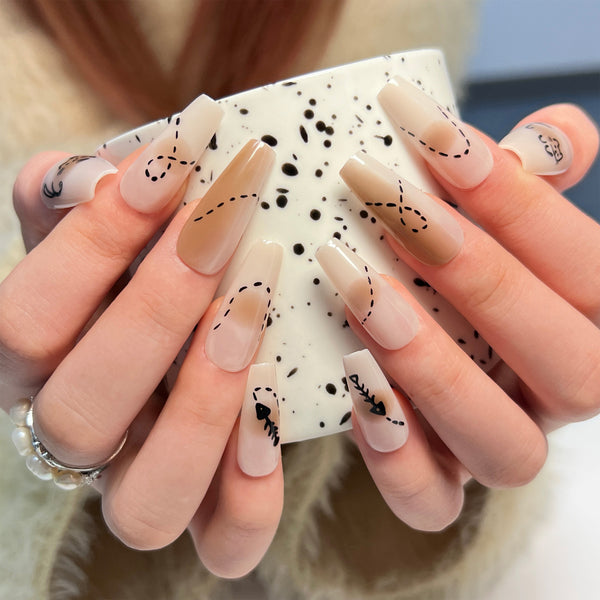 12 Sizes-24 Pcs Press On Nails JP2915
