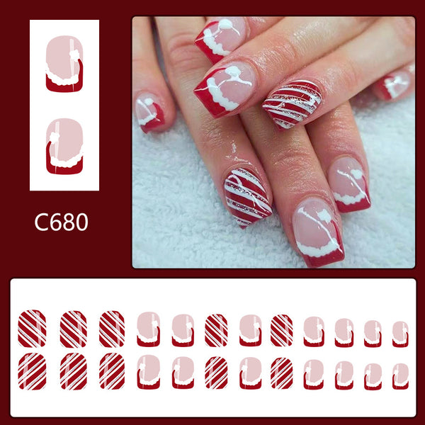 12 Sizes-24 Pcs Press On Nails C680