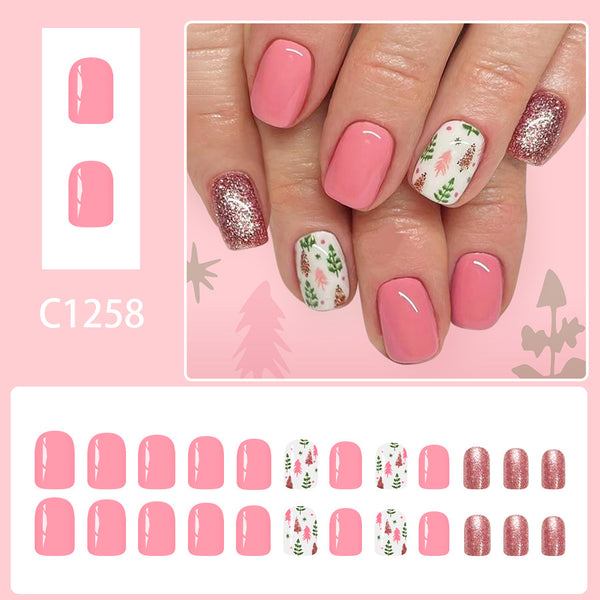 12 Sizes-24 Pcs Press On Nails C1258
