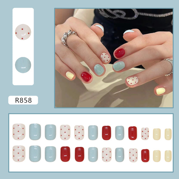 12 Sizes-24 Pcs Press On Nails R858