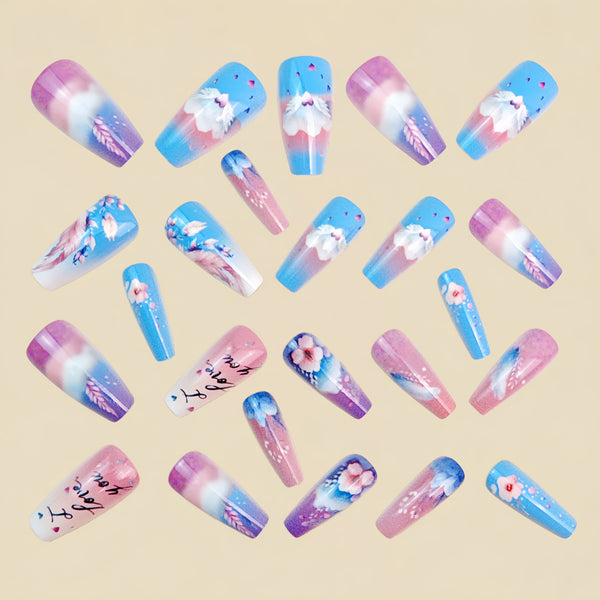 12 Sizes-24 Pcs Press On Nails Y1912