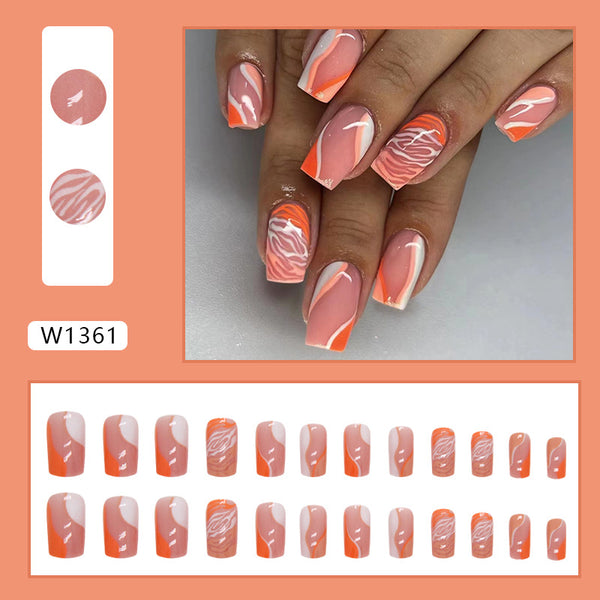 12 Sizes-24 Pcs Press On Nails W1361