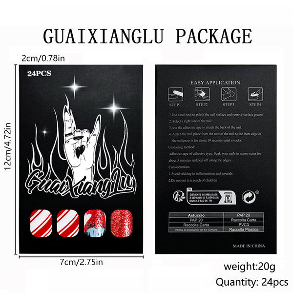 12 Sizes-24 Pcs Press On Nails C1316