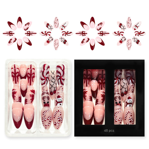 48 Pcs Press On Nails Xmas-4-48pcs