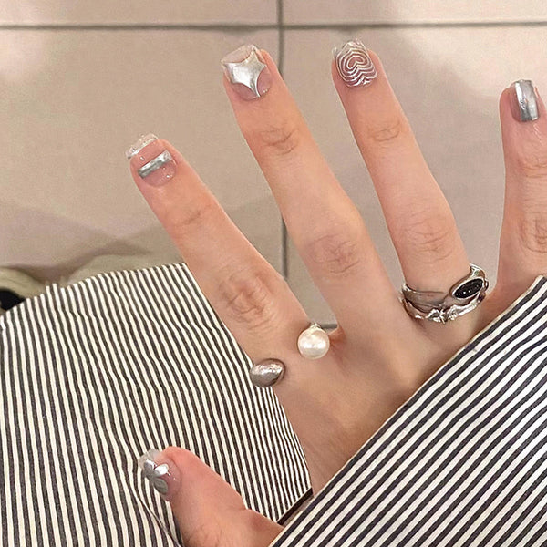 12 Sizes-24 Pcs Press On Nails R814