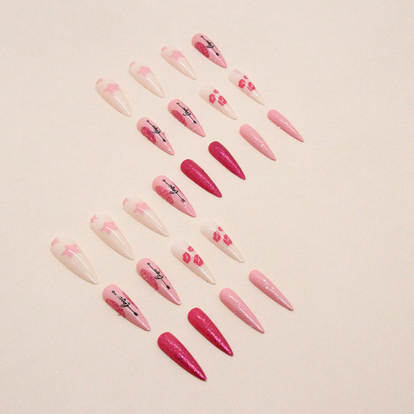 12 Sizes-24 Pcs Press On Nails W936