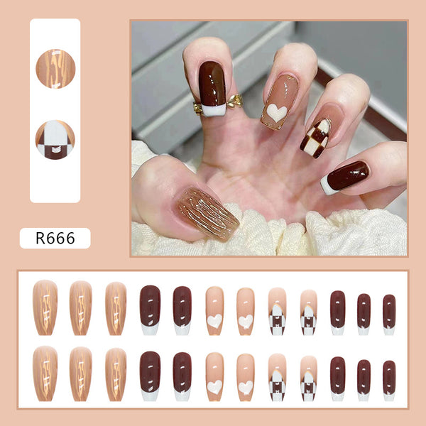 12 Sizes-24 Pcs Press On Nails R666