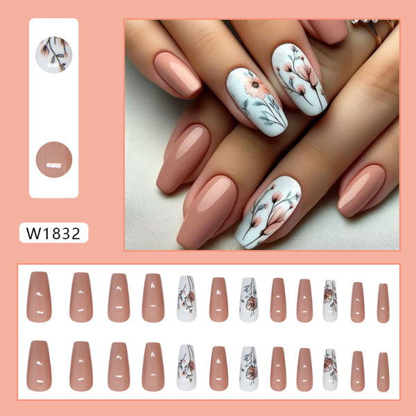 12 Sizes-24 Pcs Press On Nails W1832