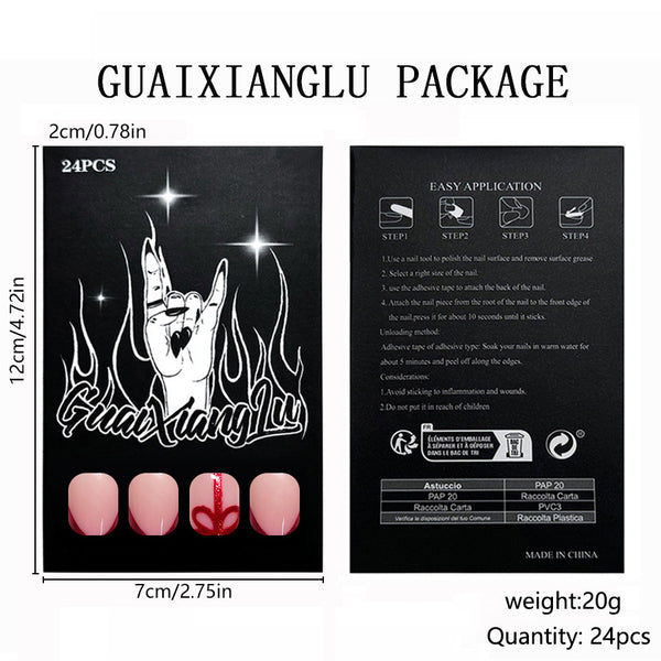12 Sizes-24 Pcs Press On Nails C1260