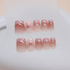 Butterfly French Glossy Medium Pink Square Press on Nails