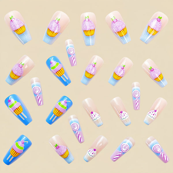 12 Sizes-24 Pcs Press On Nails Y704