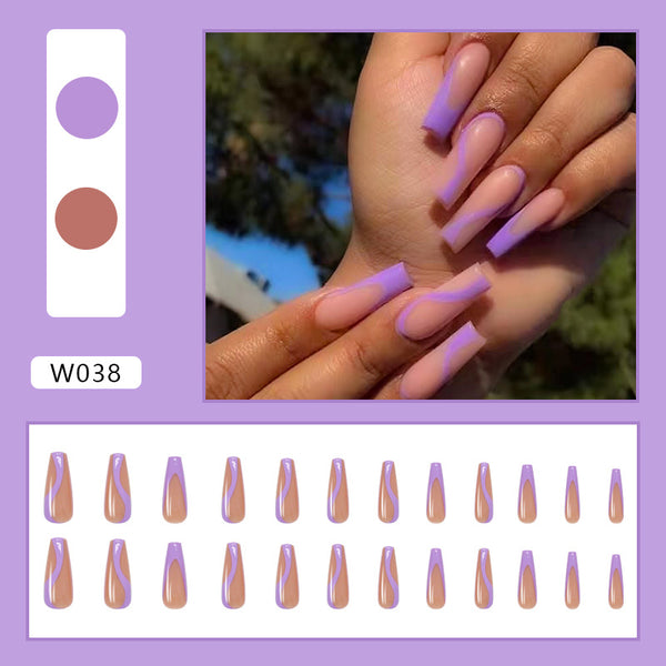 12 Sizes-24 Pcs Press On Nails W001