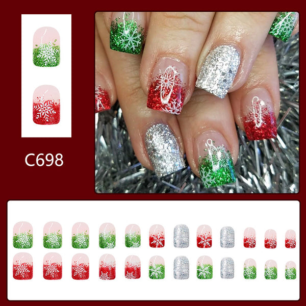 12 Sizes-24 Pcs Press On Nails C698