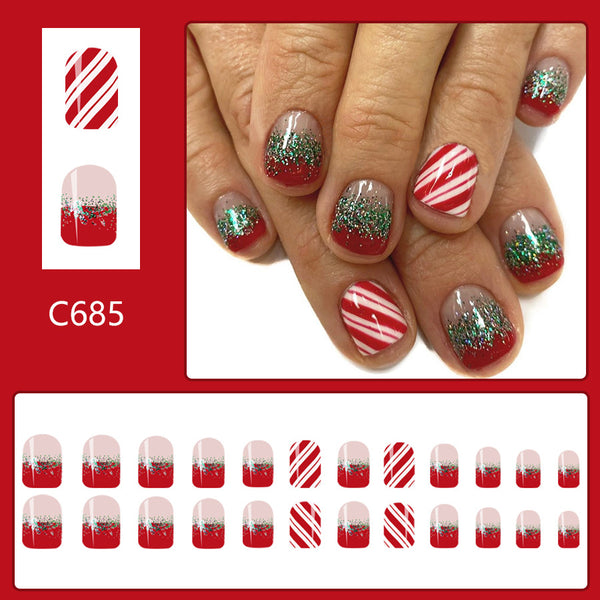 12 Sizes-24 Pcs Press On Nails C685
