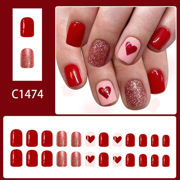 12 Sizes-24 Pcs Press On Nails C1474