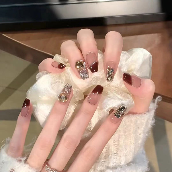 12 Sizes-24 Pcs Press On Nails GN036