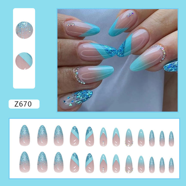 12 Sizes-24 Pcs Press On Nails Z670