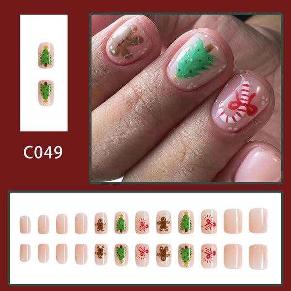 12 Sizes-24 Pcs Press On Nails C049