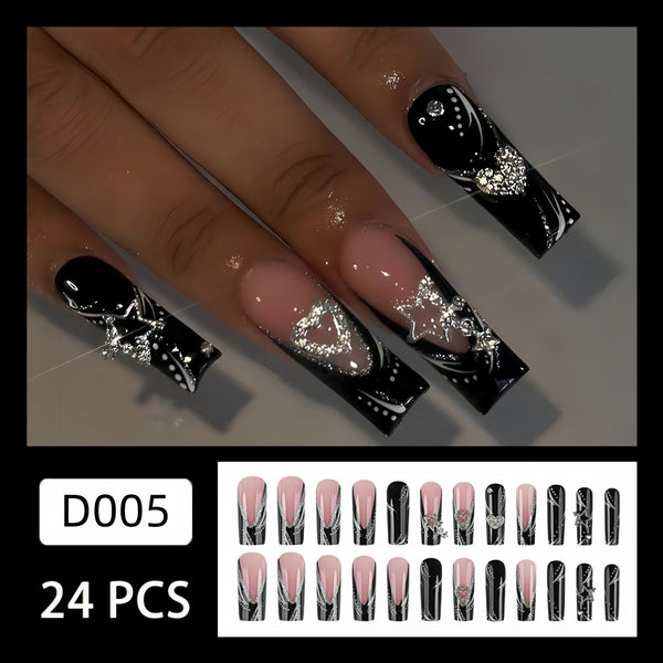 12 Sizes-24 Pcs Press On Nails D005