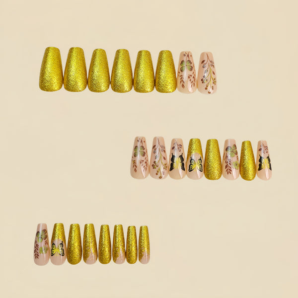 12 Sizes-24 Pcs Press On Nails Y1014