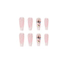 French Glossy Long Pink Press on Nails