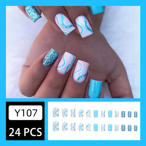 12 Sizes-24 Pcs Press On Nails Y107