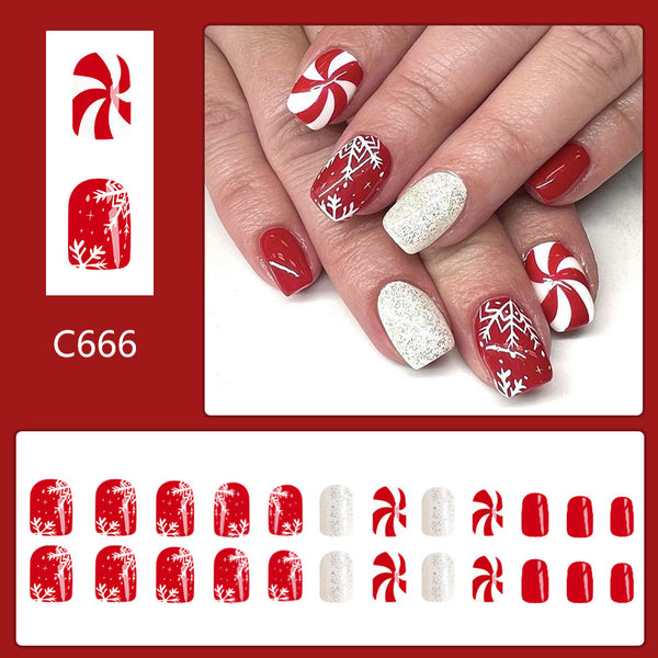 12 Sizes-24 Pcs Press On Nails C666