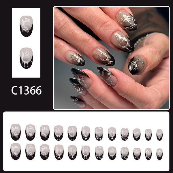 12 Sizes-24 Pcs Press On Nails C1366