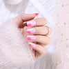 Almond French Glossy Medium Oval Pink Press on Nails