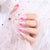 Almond French Glossy Medium Oval Pink Press on Nails