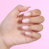 Almond French Glossy Medium Oval Pink Press on Nails