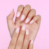 Almond French Glossy Medium Oval Pink Press on Nails