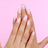 Almond French Glossy Medium Oval Pink Press on Nails